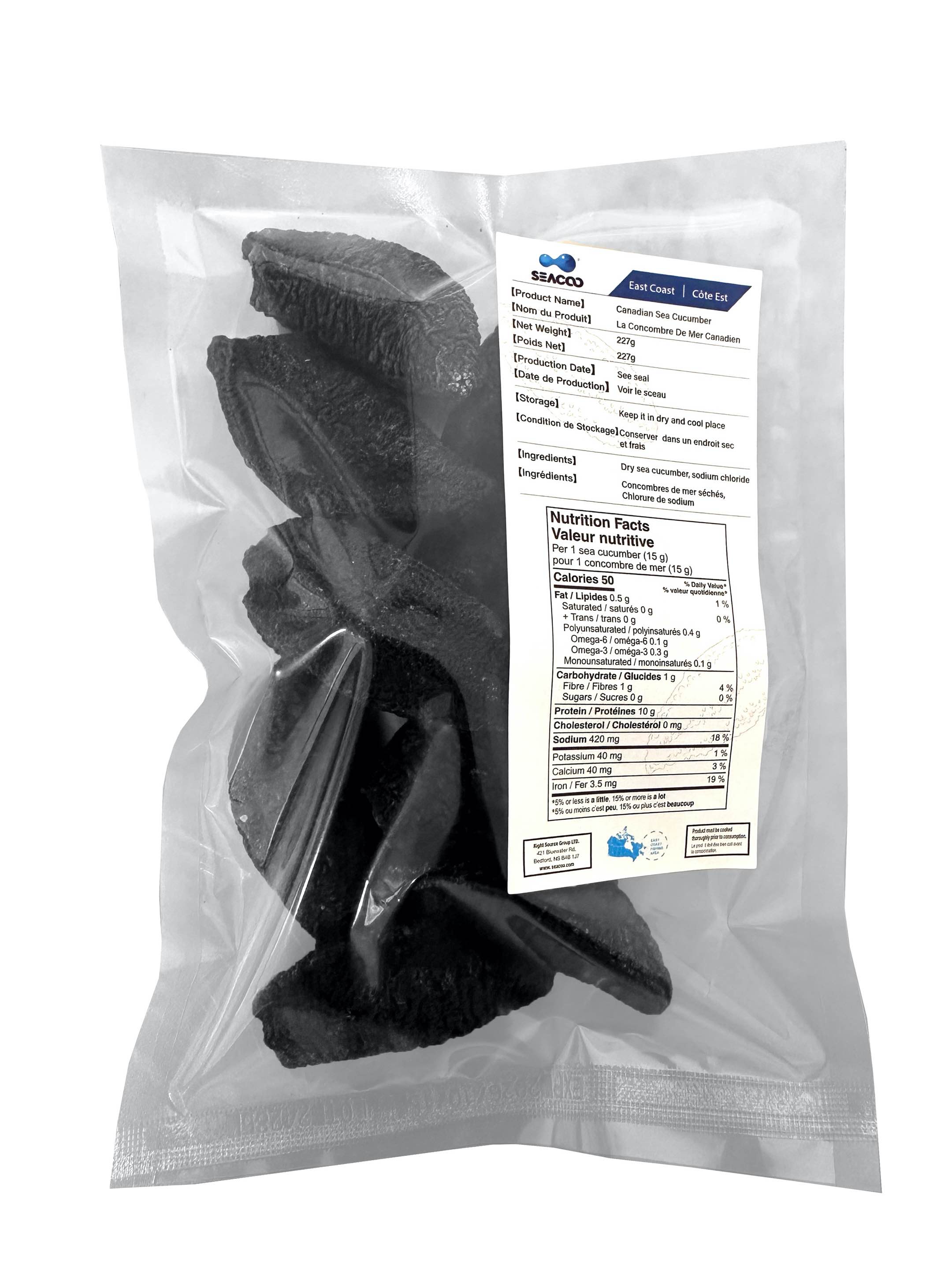 SEACOO Dried East Coast Sea Cucumber HG-Whole 454g Bag
